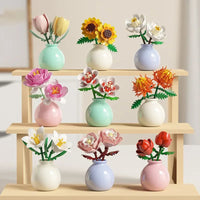 Building block pot plant bouquet of flowers, roses, lily building blocks, toys with flower pots, cute living room ornaments gift Quick Pick Grocers