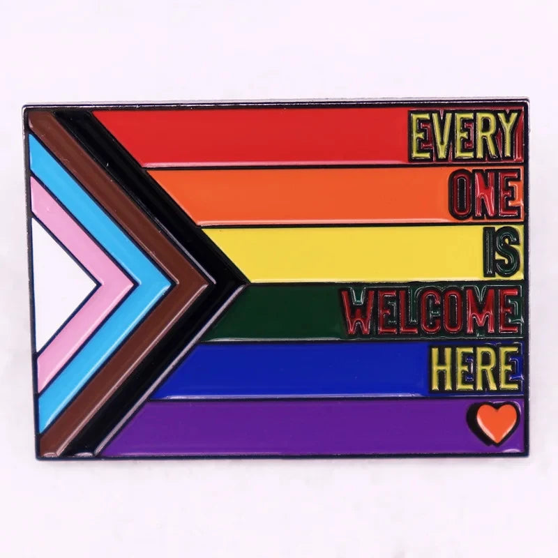 Rainbow LGBT Encourage Letters Metal Enamel Badge Gay Lesbian Asexual Transgender Adaptive Lapel Pin Jewelry Gifts Accessories Quick Pick Grocers