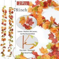 2M Artificial Fall Maple Leaf Garland Fake Plants Autumn Decor Leaves Vine for Thanksgiving Halloween Festivals Wedding Decora Quick Pick Grocers