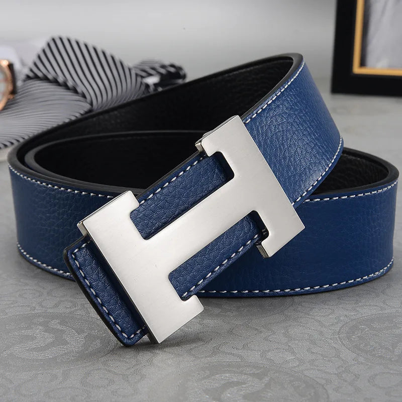 Width 3.8cm Famous Brand Belt Men Top Quality Genuine Luxury Leather Belts for Men Strap Metal Belt Fashion Women's Belt jeans Quick Pick Grocers