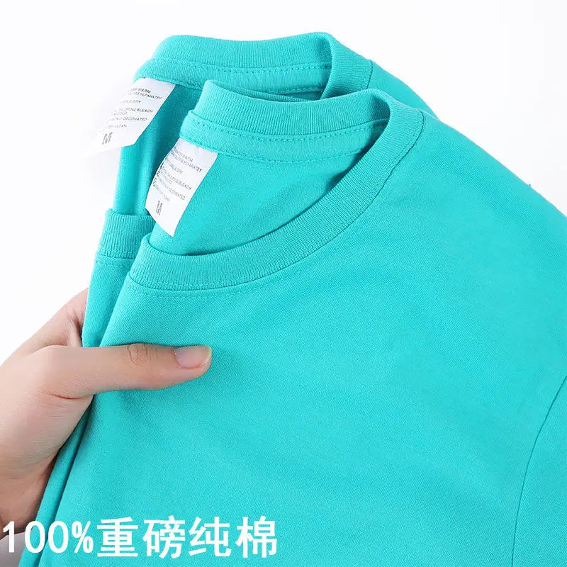100% Cotton T-shirt Men Women Solid Color O Neck Short-sleeved Tops Summer Korean Loose Half-sleeve T Shirt Unisex M-4XL Quick Pick Grocers