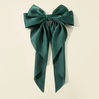 Korean Accessories Hair Clips for Women Girls Big Bowknot Solid Satin Long Ribbon Bows Spring Clamp Barette Cheveux Femme 2023 Quick Pick Grocers