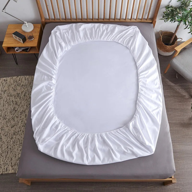 Cotton Fitted Sheet with Elastic Bands Non Slip Adjustable Mattress Covers for Single Double King Queen Bed,140/160/200cm Quick Pick Grocers