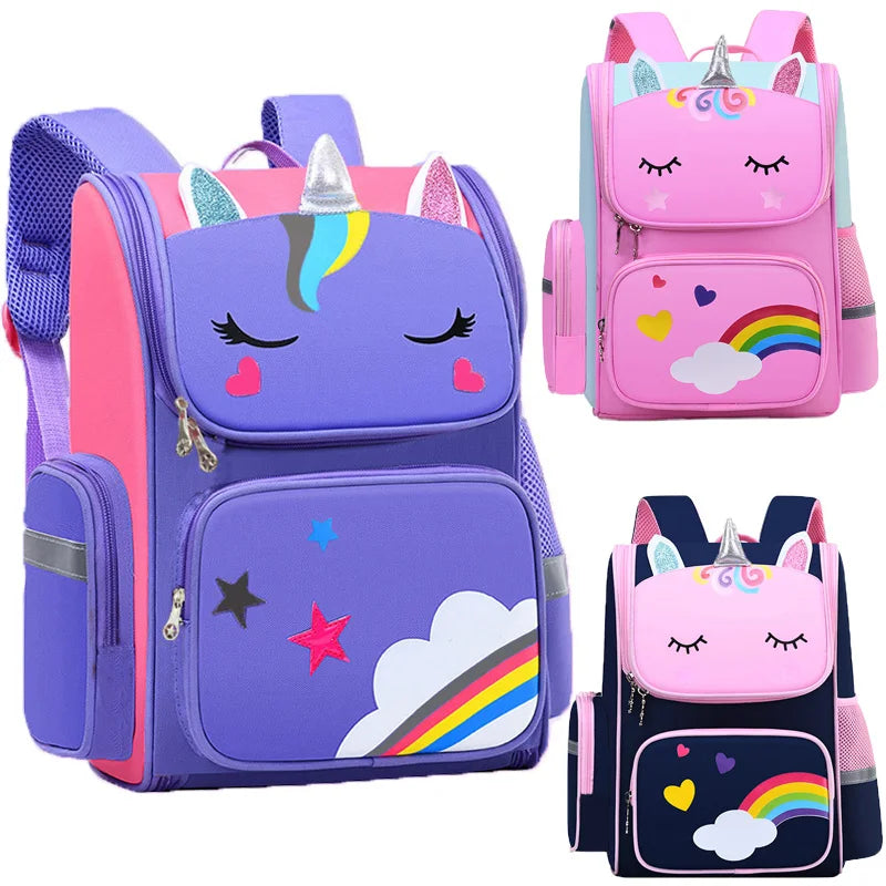 Kid Backpack for Girl Unicorn Children Bookbag Rainbow Eyes School Bag Teen Girl Backpack for Traveling Waterproof Mochilas Purest Peak