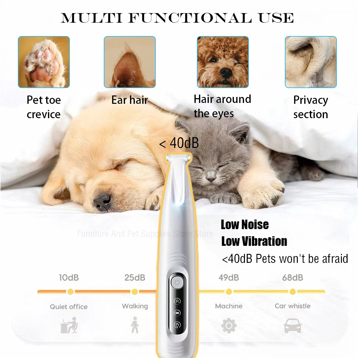 New Dog Paw Trimmer with LED Light Fully Waterproof Pet Hair Trimmer with LED Display Dog Clippers for Grooming 18mm Widen Blade Quick Pick Grocers