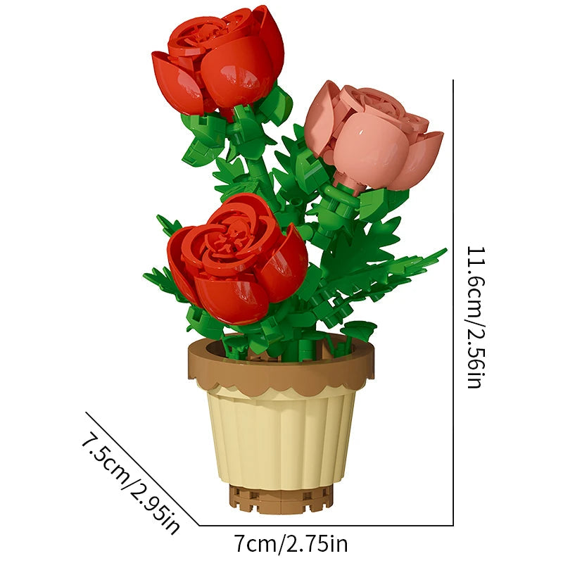 Building block flower potted plant assembly toy decoration micro particle plant potted plant children's toy gift Econic Blanks