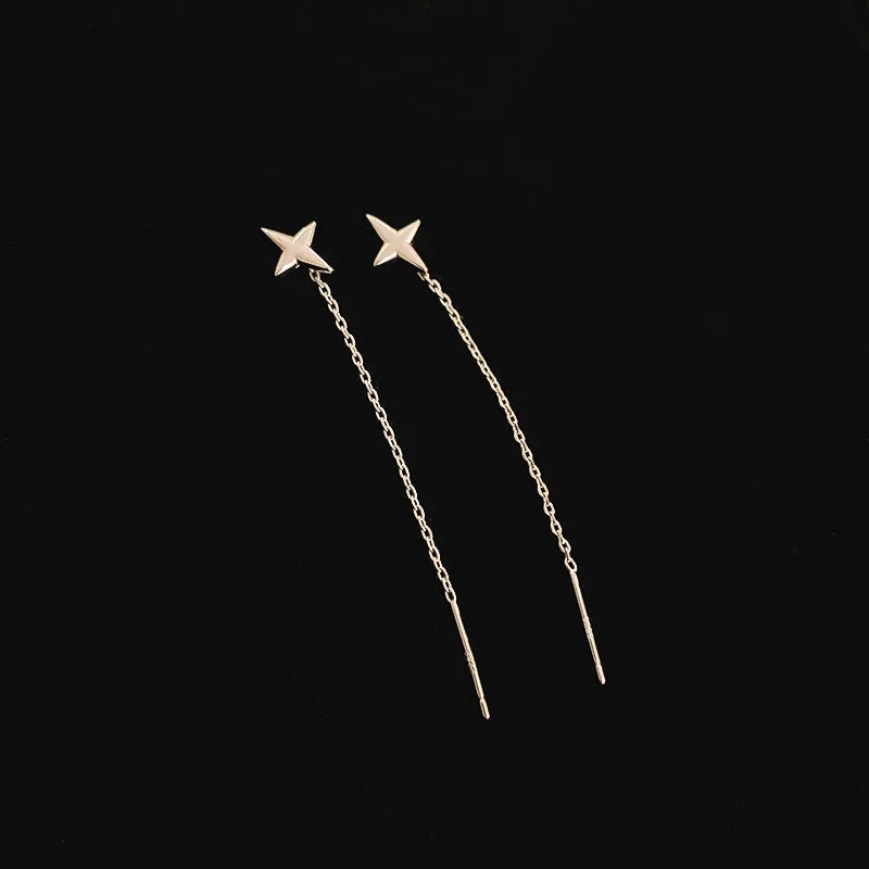 Simple Geometric Square Drop Earring For Women Korean Fashion Gold-color Line Long Tassel Dangle Earrings Party Jewelry Gift Econic Blanks