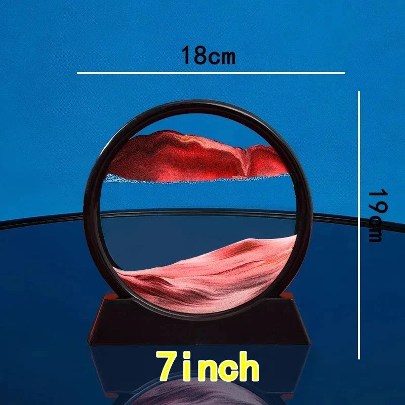 3D Moving Sand Art Picture Round Glass Deep Sea Sandscape Hourglass Quicksand Craft Flowing Sand Painting Office Home Decor Gift Econic Blanks