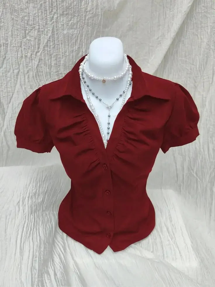 Vintage Aesthetic Women Personality Y2K Slim Clothing Fashion Shirts Harajuku Short Sleeve Tops Female Hot Classic Casual Tee Quick Pick Grocers