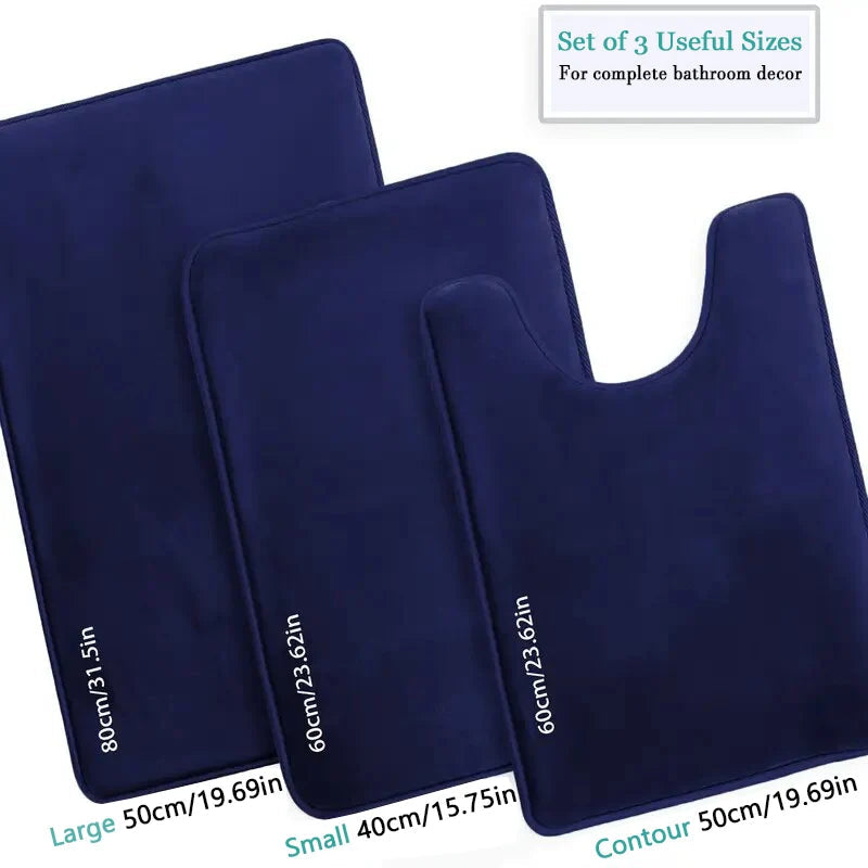 Three Piece Toilet, Bath Floor Mat, Shower Mat, Bath Absorbent Mat, Non Slip Carpet, Soft and Comfortable, Laundry Room. Quick Pick Grocers