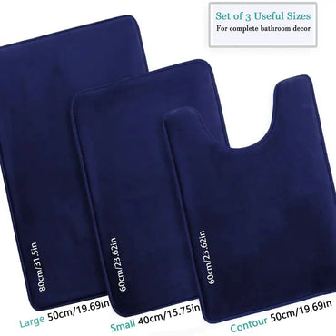Three Piece Toilet, Bath Floor Mat, Shower Mat, Bath Absorbent Mat, Non Slip Carpet, Soft and Comfortable, Laundry Room. Quick Pick Grocers