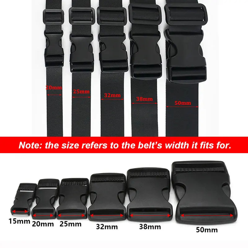Adjustable Belt Buckles 15/20/25/32/38/50mm Plastic Hardware Dual Side Release Buckles Backpack Belt Bag Parts Strap Webbing Quick Pick Grocers