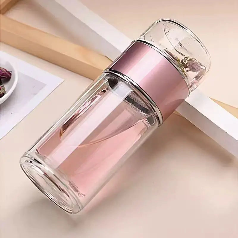 420ML Tea Water Bottle High Borosilicate Glass Double Layer Tea Water Cup Infuser Tumbler Drinkware Water Bottle With Tea Filter Econic Blanks