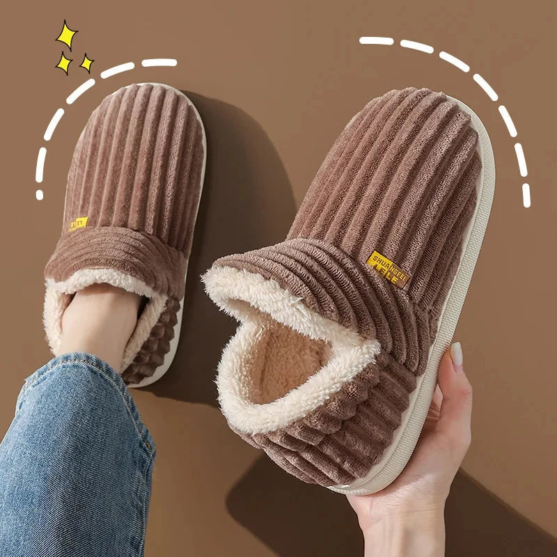 Shevalues Winter Men Slippers Short Plush Men Cotton Boots Indoor Fluffy House Fur Slippers Men Casual Soft Fur Furry Men Shoes Purest Peak