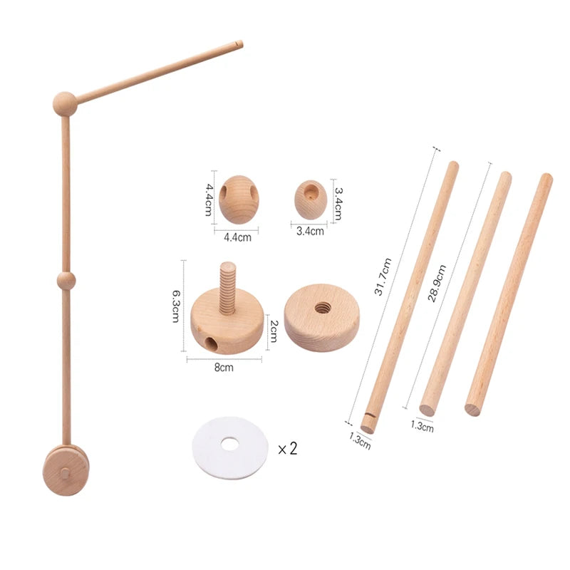 Crib Mobile Rattle Baby Wooden Bed Bell Baby Rattles Soft Felt Cartoon Bear Toys Crib Mobile Bed Bell Wood Toy Bracket Kid Gifts Purest Peak