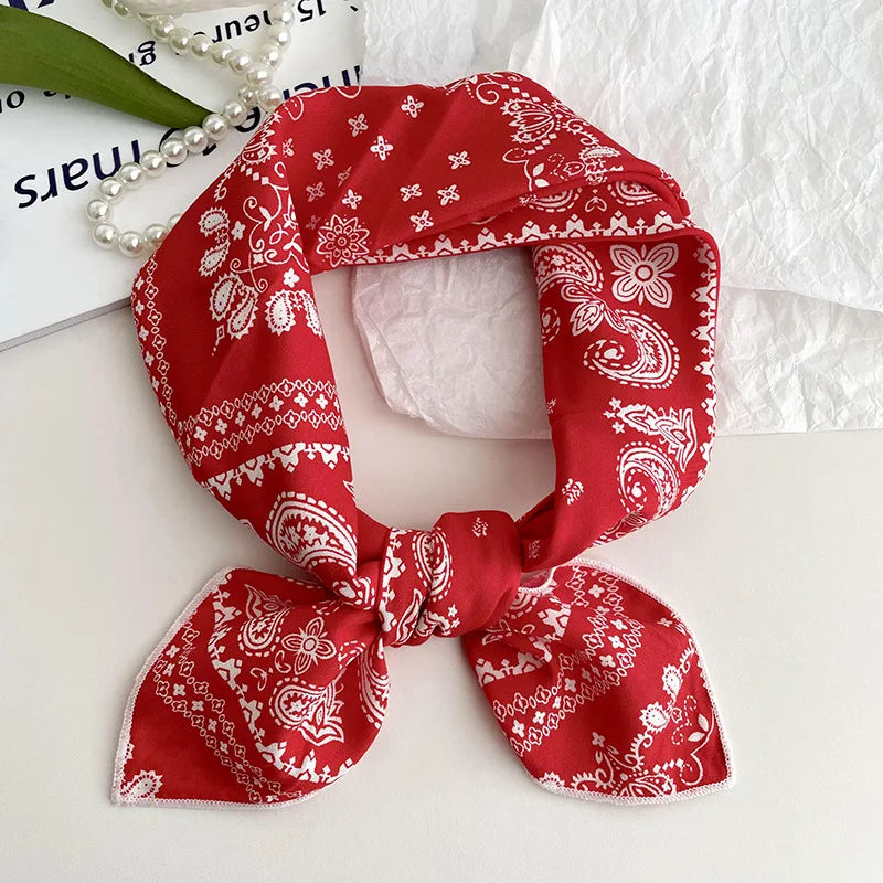 55cm Laies Headband Cotton Linen Square Scarf Women Korean College Girls Fashion Spring Autumn New Style Elegant Neck Scarves Quick Pick Grocers