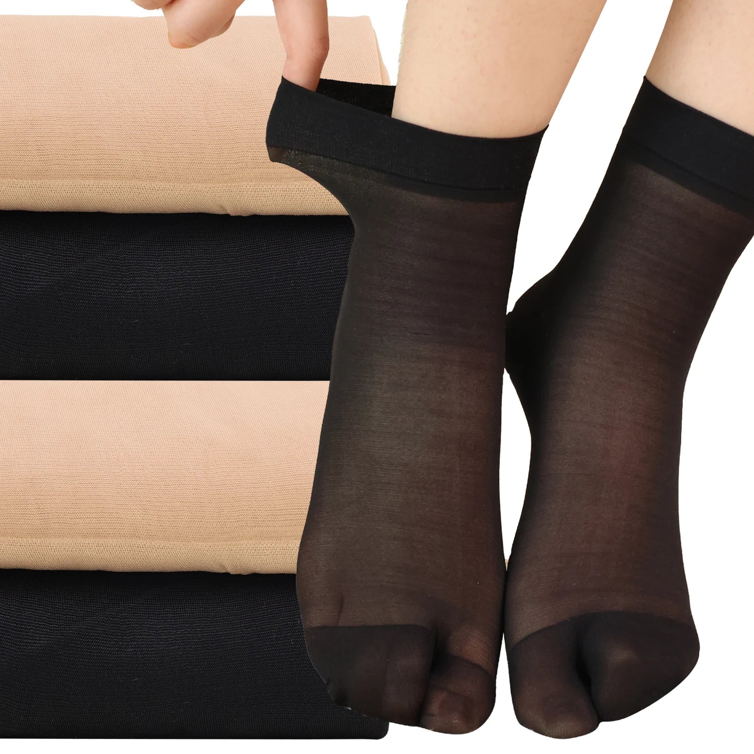 Two Toed Crystal Silk Socks Clear White Black Breathable Cool Stockings Unisex Japanese Men Women Summer Ultra-Thin Tabi Socks Quick Pick Grocers
