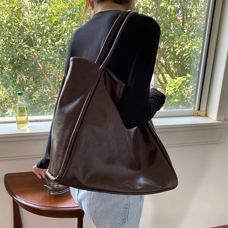 Portable Texture Tote Bag for Women, Shoulder Underarm Bag, Commuting Bag, Large Capacity, Niche Design, Autumn Winter Handbags Quick Pick Grocers