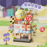 Library Candy Store Street View Coffee Pet Bread Flower Hamburger Small Shop City Building Blocks Fun Street Store Toys Quick Pick Grocers