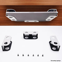 Under Desk Laptop Mount, Metal Under Desk Shelf Holder for Laptop, Mac Mini, Macbook, Keyboard with Anti-Scratch Silicone Quick Pick Grocers