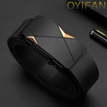 OYIFAN Fashion Men's Belt Men's Genuine Leather Belt Automatic Buckle Ratchet Belt Random Adjustment Quick Pick Grocers