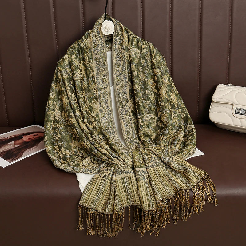 Luxury Brand Autumn Cashmere Pashmina Shawl Lady Wrap Warm Winter Scarves Design Print Female Foulard Cotton Stoles Scarf 2023 Quick Pick Grocers