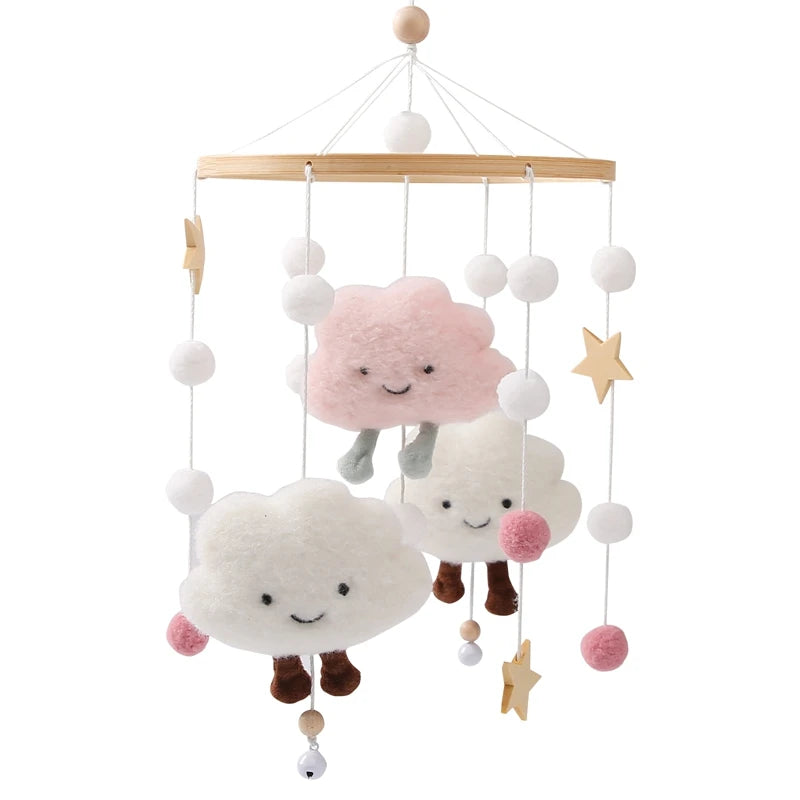 Baby Wooden Bed Bell Cartoon Rabbit Mobile Hanging Rattles Toy Hanger Crib Mobile Bed Bell Wood Toy Holder Arm Bracket Kid Gifts Purest Peak