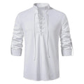 King Billion Men's Shirts Casual Men Cotton Linen Long Sleeve T-shirt Spring Autumn Vintage Shirt US Size Drawstring Neck Quick Pick Grocers
