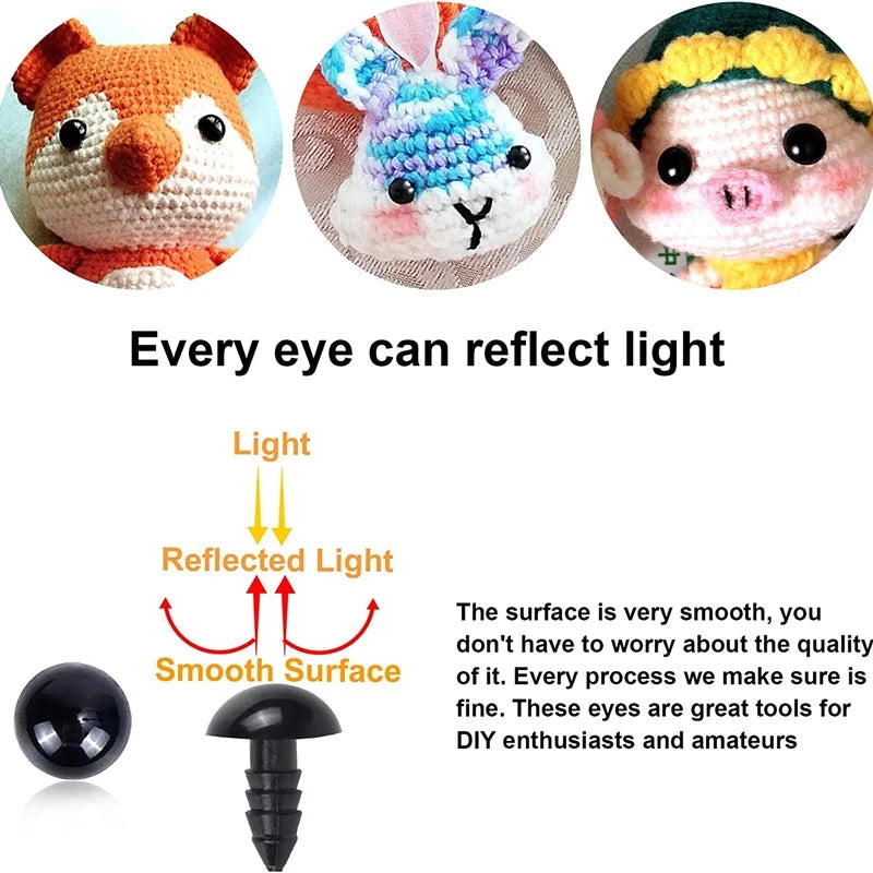 100/50PCS 5-20mm Black Plastic Safety Eyes For Toys Amigurumi Diy Kit Crafts TeddyBear Toy Eye For Doll Decoration Accessories Econic Blanks