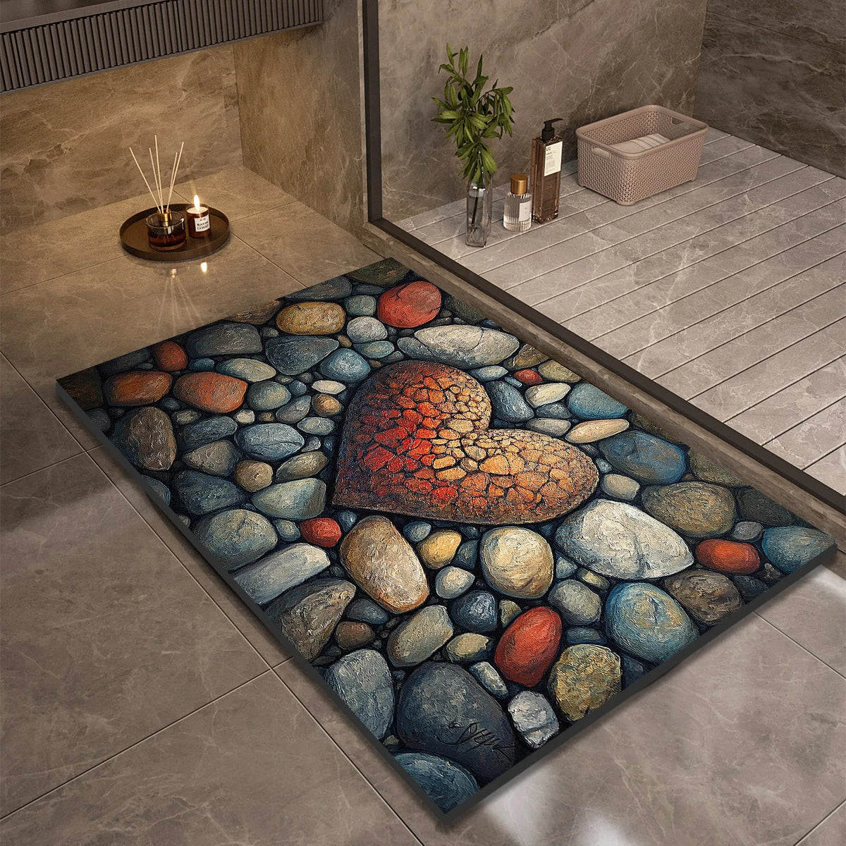 Stone Design Diatomite Bath Mat Bathroom Non-slip Shower Foot Mats Absorbent Quick Dry Toilet Rugs Carpet Doormat Washable Quick Pick Grocers
