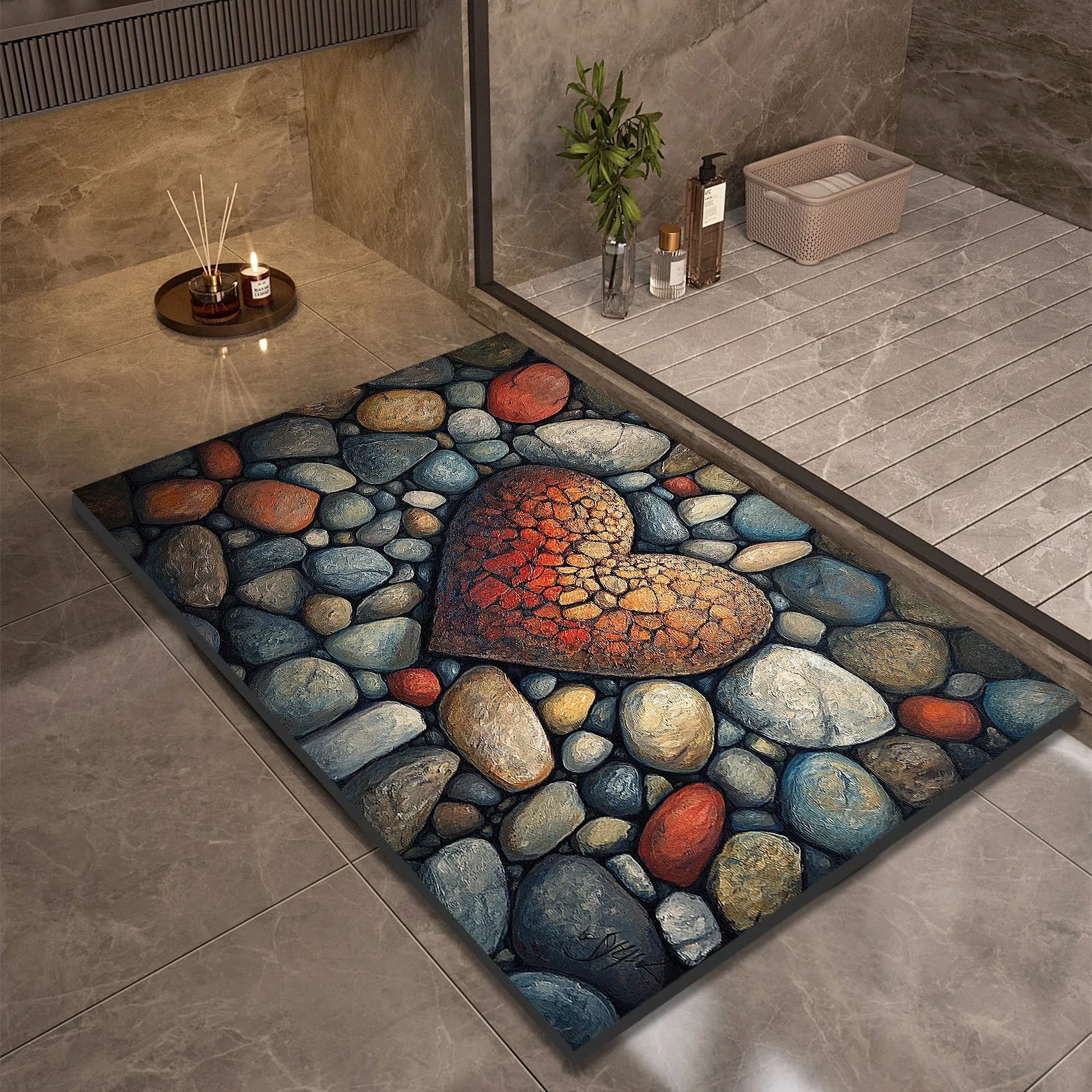 Stone Design Diatomite Bath Mat Bathroom Non-slip Shower Foot Mats Absorbent Quick Dry Toilet Rugs Carpet Doormat Washable Quick Pick Grocers