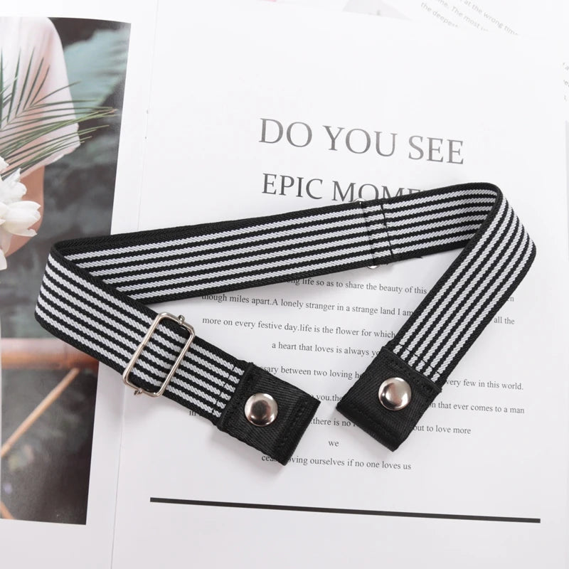 Elastic Belt Without Buckle Canvas Women Buckle Free Belt Ladies Jeans Pants Waist Lazy Belt Stretch No Buckle Invisible Belt Quick Pick Grocers
