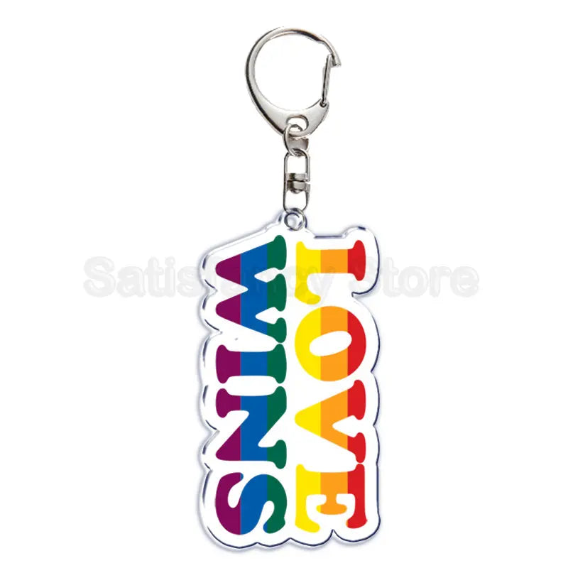Gay Pride LGBT Rainbow Acrylic Keychain LGBTQ Transparent Double Sided Key Chain Key Ring Lesbian Keychains for Friends Gift Quick Pick Grocers