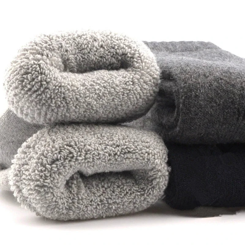 3 Pairs Men Women Wool Socks Couples Solid Winter Snow Chrismas Gift Thermal Cashmere Marino Thickened Fleece Terry Loop socks Quick Pick Grocers