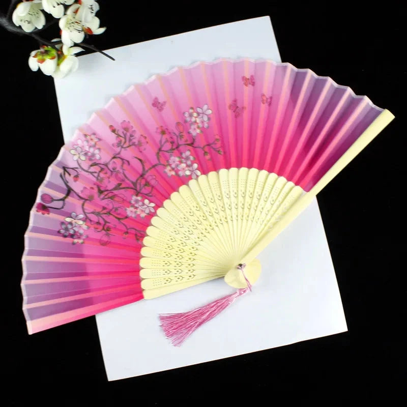 Hand Fan Foldable Silk Fan Noodles Bamboo Fan Bones Halloween Cosplay Prop Christmas Wedding Decoration Party Gifts Art Crafts Econic Blanks