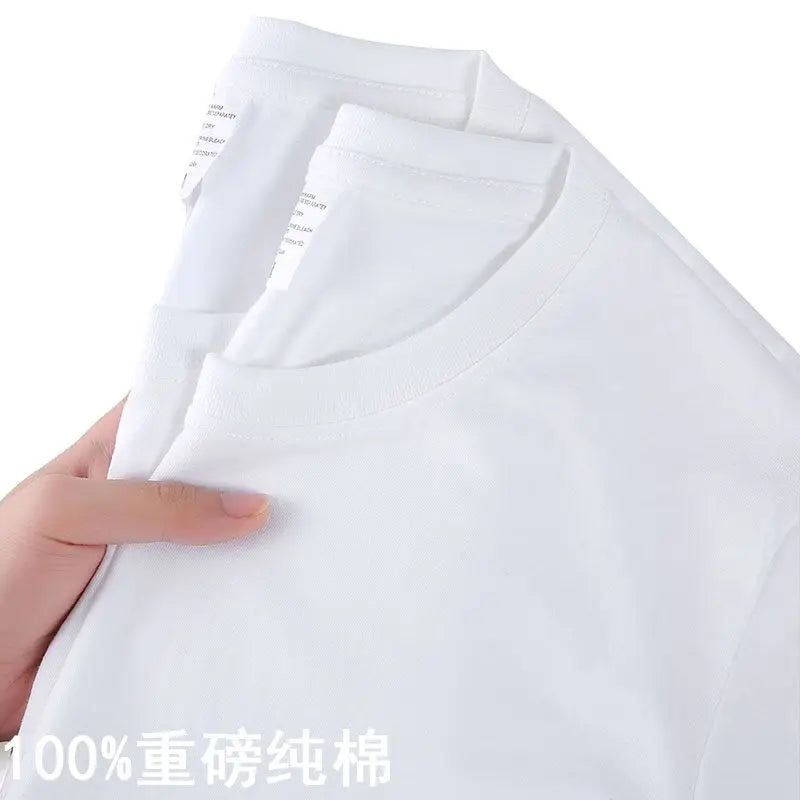 100% Cotton T-shirt Men Women Solid Color O Neck Short-sleeved Tops Summer Korean Loose Half-sleeve T Shirt Unisex M-4XL Quick Pick Grocers