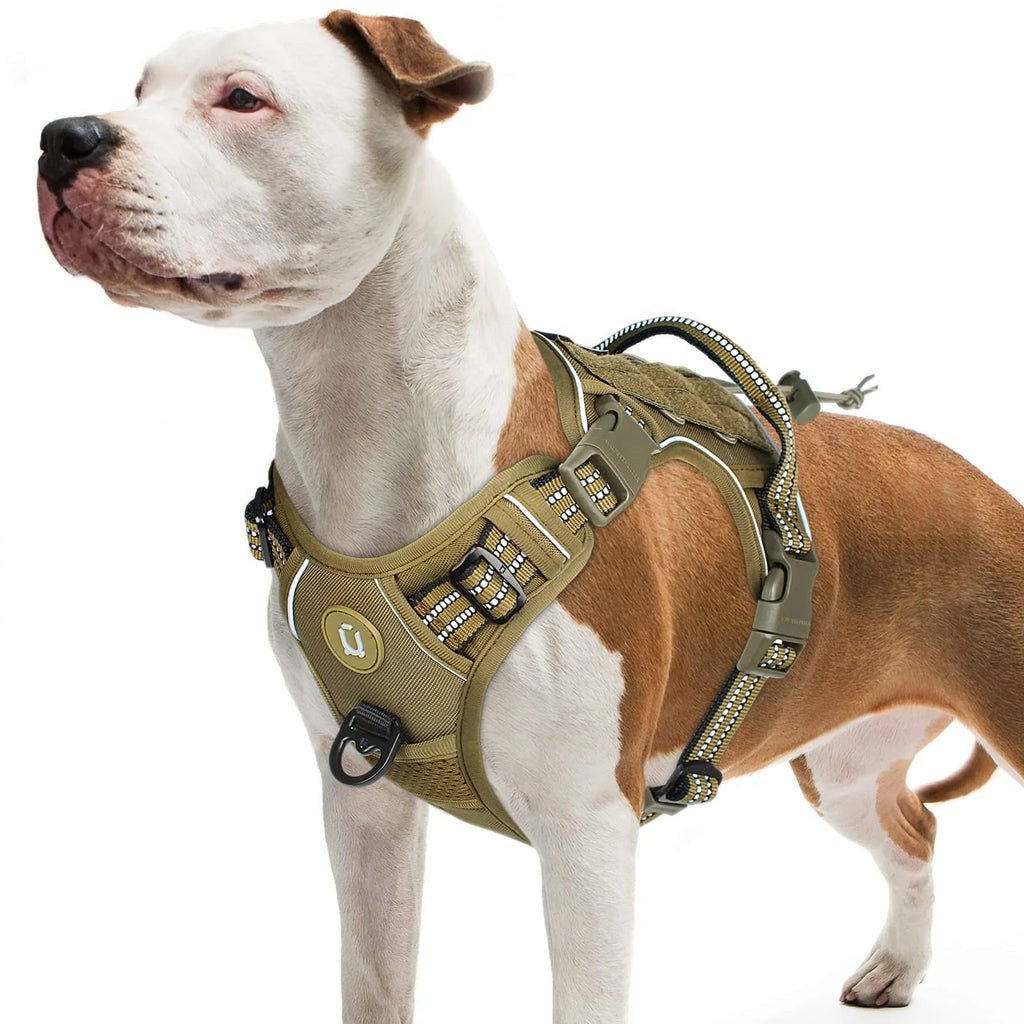 Tactical Dog Harness, No Pull Dog Harness, Adjustable Breathable MOLLE Dog Vest Harness for Medium Large Dog Reflective Military Econic Blanks