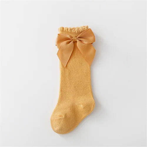 Lawadka Cotton Baby Girls Socks With Bows Knee High Children Princess Socks For Girls Toddler Kids Long Sock Autumn 0-7Years Old Quick Pick Grocers
