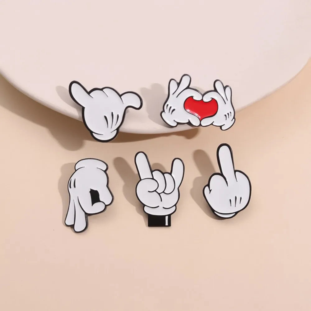 Cartoon Finger Gesture Love You Enamel Pins Creative Metal Decoration Brooch Lapel Badge Clothes Backpack Accessory for Friends Quick Pick Grocers