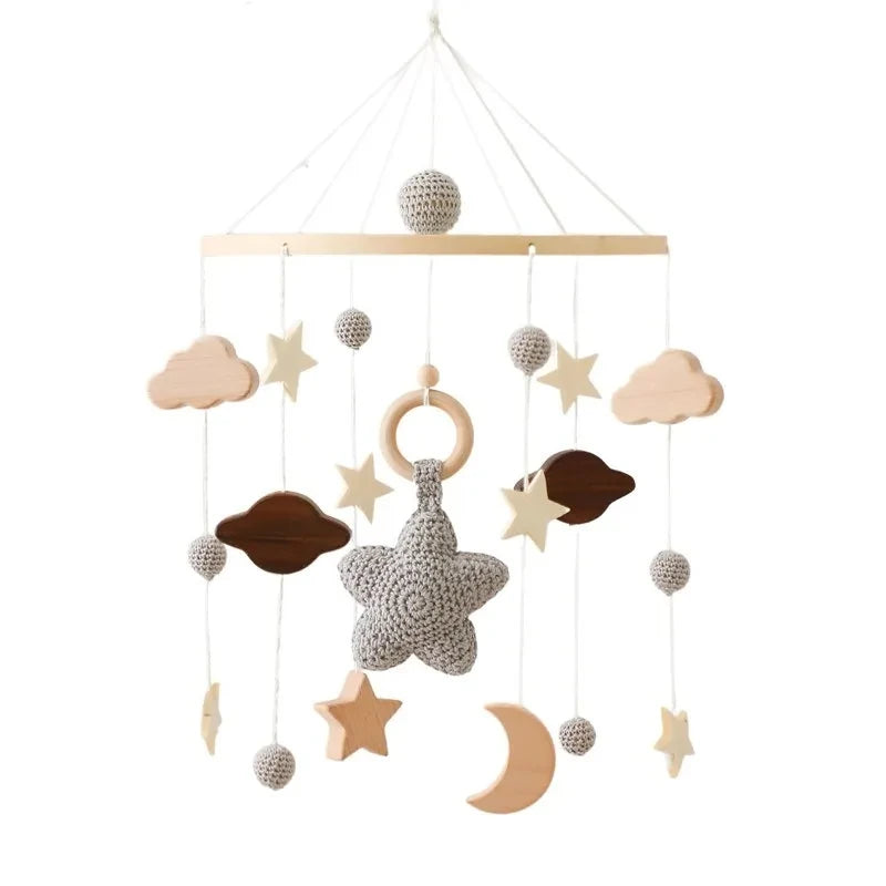 Baby Rattle Toy Bed Bell Bracket Wooden Mobile 0-12 Months Newborn Crochet Bed Bell Hanging Toys Holder Bracket Infant Crib Gift Purest Peak
