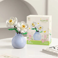Building block pot plant bouquet of flowers, roses, lily building blocks, toys with flower pots, cute living room ornaments gift Quick Pick Grocers