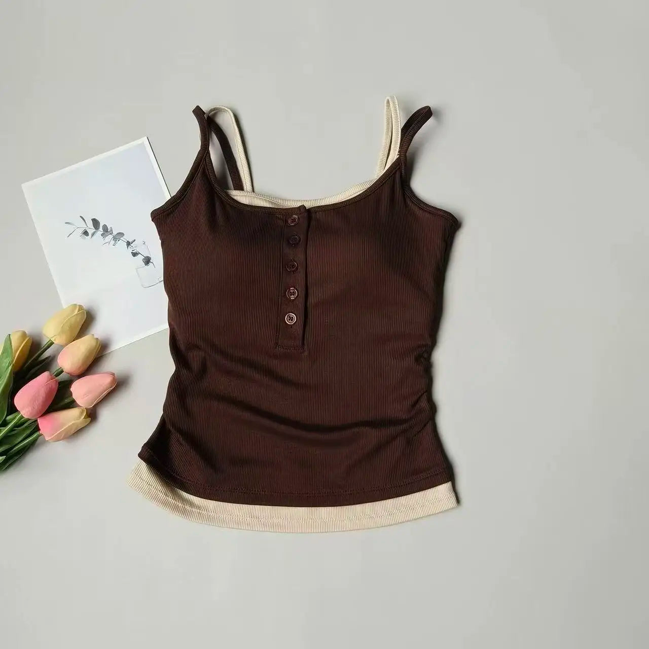 Yoga Tank Top, One-piece Mock Two-piece Sports Tank Top With Push-up Bra Pads, Breathable Quick-Drying Workout Fitness Wear Quick Pick Grocers