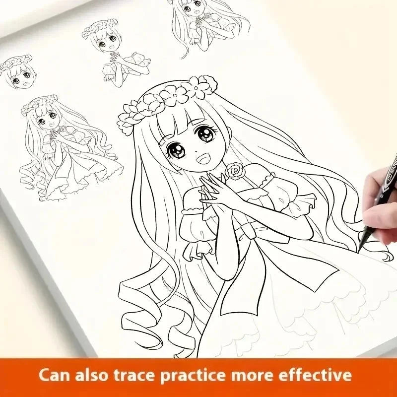 Anime Character Line Art Drawing Book - 48 Pages for Tracing & Painting Practice Econic Blanks