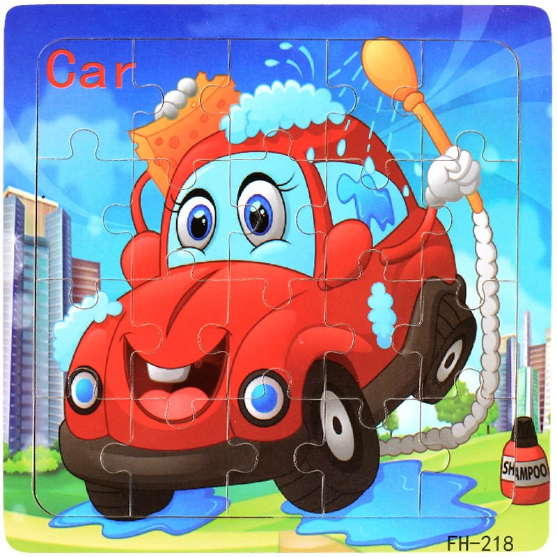 New 20 Piece Wooden 3d Puzzle Cartoon Animal Vehicle Jigsaw Puzzle Montessori Educational Toys For Kids 3-6 Years Old Quick Pick Grocers