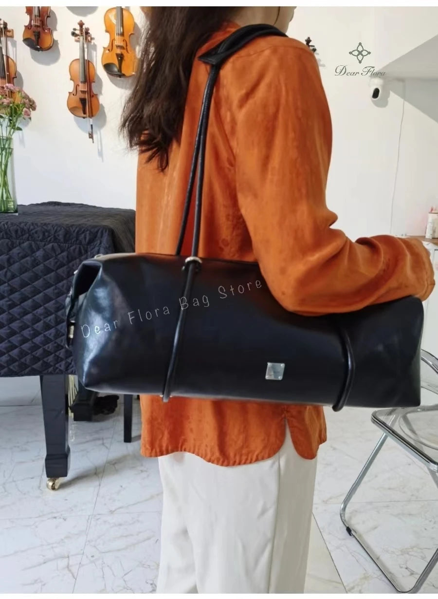 Y2K Women's Bag Large Capacity Boston Pillow Handbag Spicy Girl Fashion Motorcycle Shoulder Bags Vintage Large Capacity Tote Bag Quick Pick Grocers