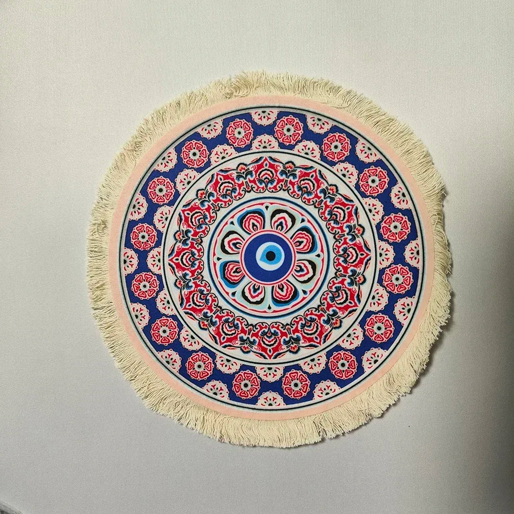 Woven flower Persian carpet small coaster wholesale merchants cheap mouse pad desk mat retro style rubber non-slip computer mats Quick Pick Grocers