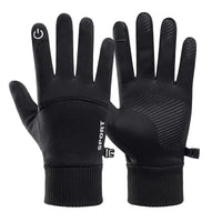 Black Winter Warm Full Fingers Waterproof Cycling Outdoor Sports Running Motorcycle Ski Touch Screen Fleece Gloves Snow Gloves Quick Pick Grocers