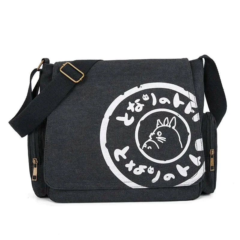 Vintage Cartoon Canvas Messenger Bag – Large Capacity Tote Handbag Econic Blanks