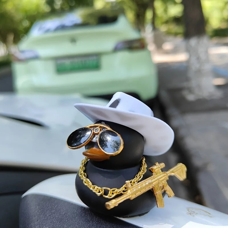 Mini Cowboy Hat Duck Car Rear View Mirror Decoration