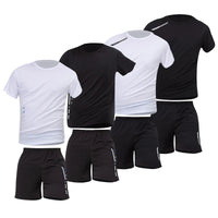 2/4/6 Pcs Plus Size Men's Quick-drying Short-sleeved Shorts Suit Men's Leisure Sports Running Fitness T-shirt Joker Shorts Teen Quick Pick Grocers